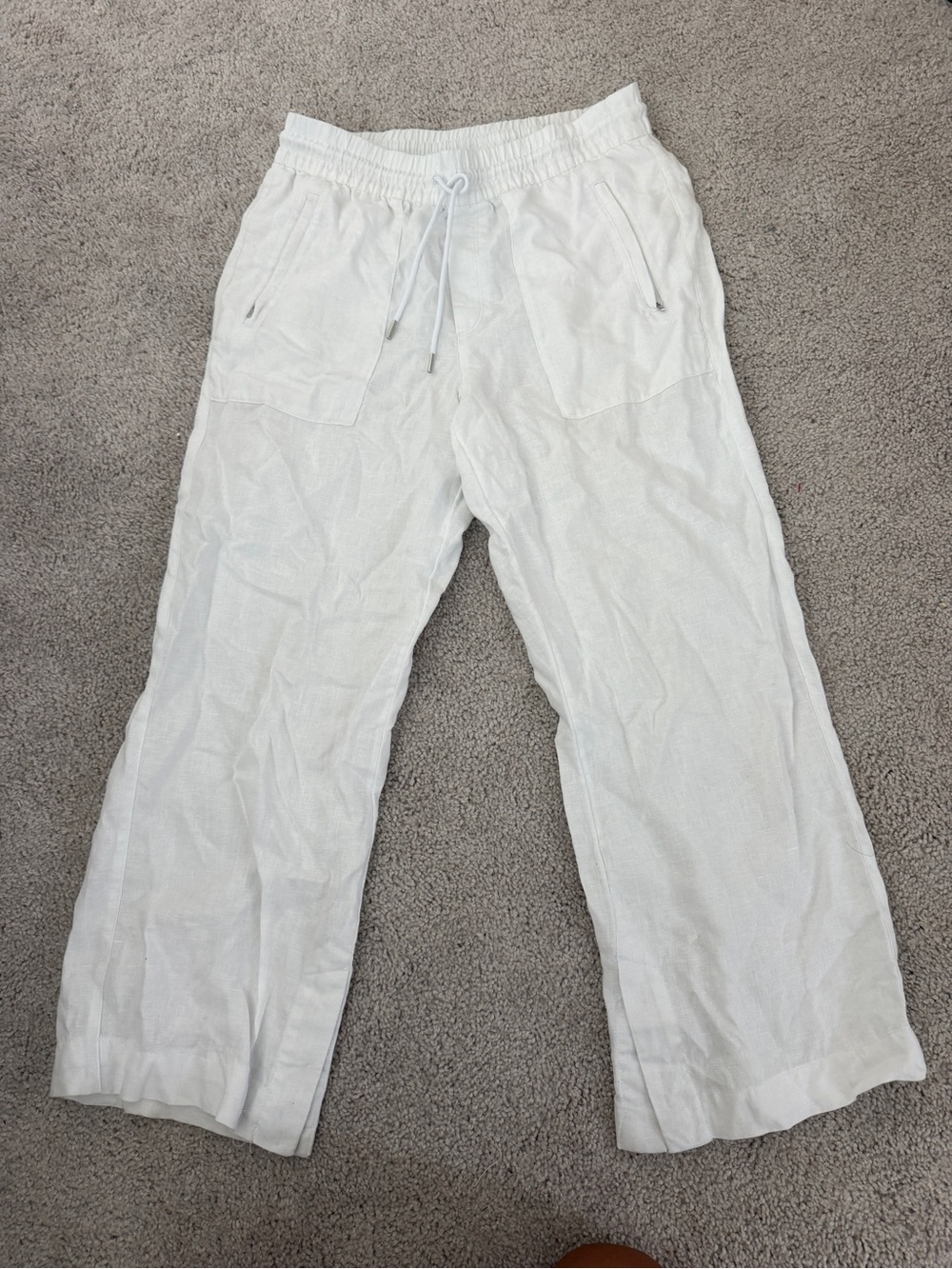Women’s White Drawstring Linen Blend Pants